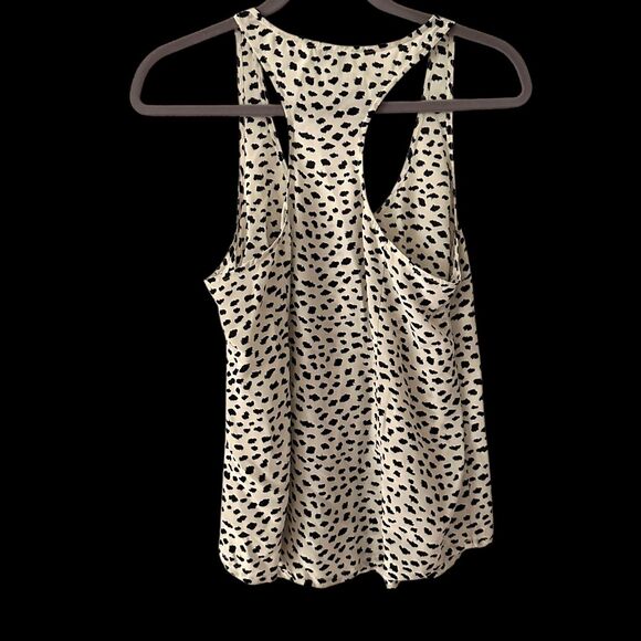 Joie Cream and Black Animal Print 100% Silk Razorback Tank Size S - Picture 2 of 6
